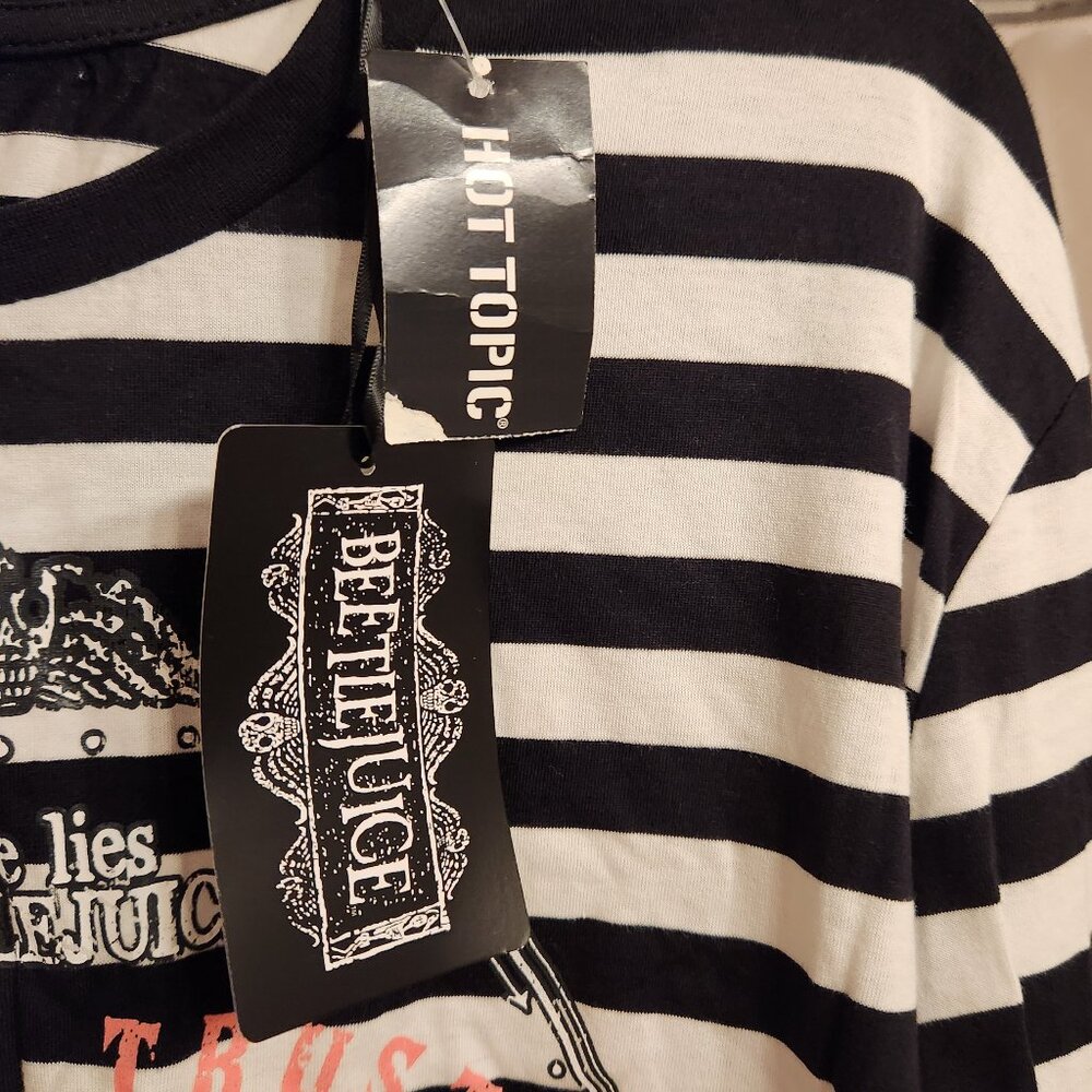 Beetlejuice Split Black and White & Striped Long Sleeve T Shirt